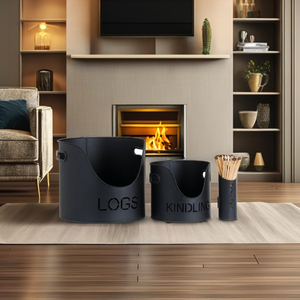 Seaux et scuttles de charbon de fer de luxe avec finition enduite de poudre et forme ronde pour la décoration intérieure - Product Image 1