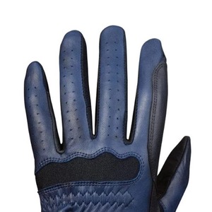 Gants d'équitation en cuir véritable pour homme, noirs unis, avec fermeture auto-agrippante pour l'équitation 2026 - Product Image 3