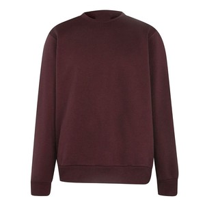 Sweat-shirt col rond bordeaux uni en mélange de coton tricoté, coupe classique, manches longues, respirant, séchage rapide, décontracté, anti-boulochage - Product Image 3
