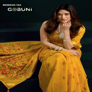 Colección Premium de Sarees y Blusas de Algodón Muga de Calidad de Exportación India con Bordado Mina y Borde Zari - Proveedor de Surat - Product Image 1