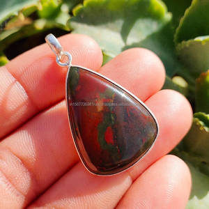 จี้เงินแท้ 925 ประดับพลอยบลัดสโตน ทำด้วยมือ ชุบทองและโรเดียม สำหรับสร้อยคอ - Product Image 5