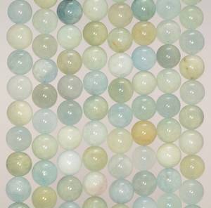 Perles rondes en pierre naturelle aigue-marine pour la fabrication de bijoux DIY, bracelets, colliers, artisanat, brin complet - Product Image 2