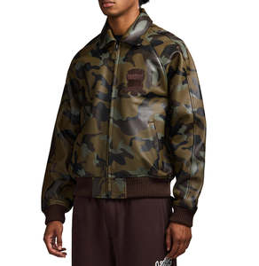 <b>Camo</b> Pattern Men's Avirex Sheep Skin Leather Bomber <b>Jacket</b> Winter Trendy Racer Style Embroidered Front Logo Luxury Custom <b>Jacket</b> - Product Image 4