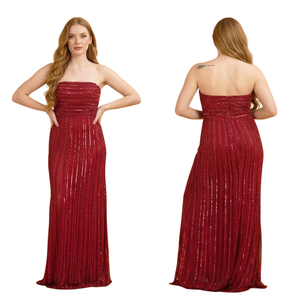 Robe moderne sans bretelles pour femmes |   Robe de soirée rouge à sequins |   Débardeur sans manches |   Bal de promo formel, mariage |   Cocktail de luxe |   Robe longue. - Product Image 1