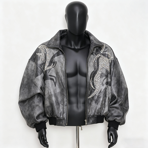 Custom Men's Genuine Leather <b>Jacket</b> OEM ODM Biker Motorcycle <b>Jacket</b> Custom Logo Wholesale Private Label Fashion Outerwear - Product Image 2