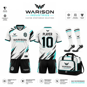 High Quality Unisex Soccer Uniform Kit Sublimation 100% Polyester Football Teamwear Jersey Short Socks Set - Product Image 2