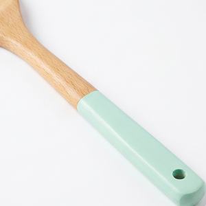 Espátula Ranurada de Madera Maciza con Mango Verde Menta, Utensilios de Cocina Ecológicos, Herramientas de Cocina Antiadherentes - Product Image 3