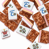 Tuiles de Mahjong américaines en acrylique à motif floral cuivré, ensemble de 160 pièces avec dos à motifs cuivrés pour jeux de société et tables de club