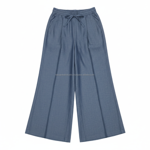 Pantalon Palazzo Femme Coupe Ample Taille Mi-Haute Uni Personnalisé OEM Vente en Gros - Product Image 4