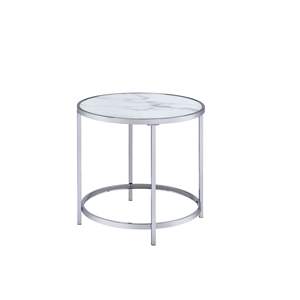 Rayne finto marmo Top tonda tavolino bianco soggiorno mobili - Product Image 4