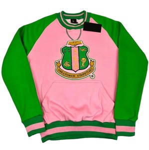 Sudaderas de Sororidad Unisex, Ropa Urbana, Sudadera Lisa 100% Algodón, Logotipo Personalizado, Impresión Personalizada, Camiseta Rosa y Verde para Hombre - Product Image 1