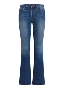 Jean en denim coupe bootcut taille mi-haute pour femme, délavé, style vintage, décontracté, longueur intégrale, 100 % coton, tissu respirant - Product Image 4