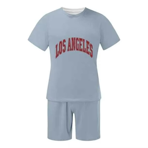 Conjunto de Verano para Hombre, Estilo Vintage, Tejido Transpirable, Casual, Camiseta de Manga Corta, Pantalones Cortos, Dos Piezas, ODM, Ropa Urbana - Product Image 2