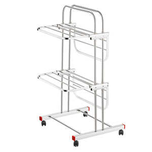 Three Layer Detachable Stainless Steel <b>Cloth</b> <b>Dryer</b> Stand Movable Laundry Organizer Space Saving Standing Storage Airer - Product Image 4