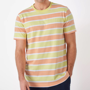 T-shirt rayé à épaules tombantes 100 % coton pour homme, personnalisable OEM ODM, faible MOQ, motif lettres, tissu tricoté - Product Image 2