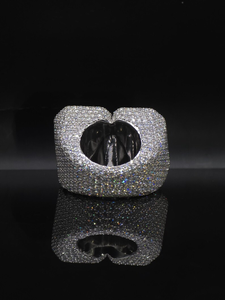 Bague Moissanite Double Huit en Argent Luxe, Sertie de Pierres Taille Baguette, Bijou Statement pour Homme, Style Hip Hop, Cadeau Tendance - Product Image 5