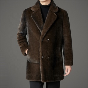 Manteau en fourrure pour homme - un élégant manteau d'hiver mi-long avec col en fourrure et design réversible en zibeline - Product Image 2