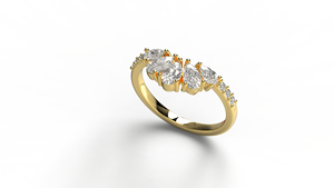 Luxury 18K Gold Pear Diamond Ring Curved Round Diamond Wedding Band Cluster Tiara Crown Stacking Engagement Ring Jewelry Women - Product Image 2