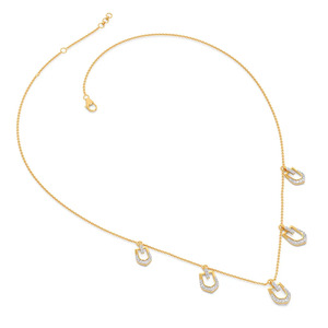 สร้อยคอ Five Charm Shield Diamond Station ดีไซน์ทรงเรขาคณิตแบบลอยตัว - Product Image 2