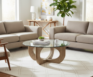 Mesa de centro moderna minimalista de madera con tapa de cristal para sala de estar, hostelería, hotel, bar, restaurante y villa - Product Image 4