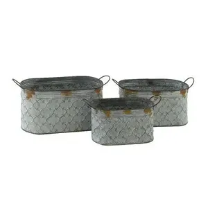 Jardinera galvanizada de estilo rústico para jardinería al aire libre, ideal para balcones, patios, espacios de jardín y terrazas. - Product Image 6