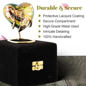 Heritage Brass Heart Keepsake Funeral Cremation Urn Memorial Ash <b>Container</b> Featuring Stylish Secure Closure Design - Product Image 4