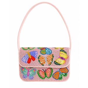 Bolso de Hombro para Mujer, Hecho a Mano, Moderno, con Cuentas de Cristal en Forma de Mariposa, Duradero, Ligero, Colorido, con Botón Bordado, Venta al Por Mayor - Product Image 1