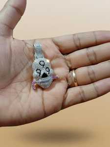Pendentif Crâne en Moissanite VVS, Bijoux Hip-Hop Gothiques, Pendentif en Argent 925 Sertie de Pierres pour Hommes, Style Streetwear, Bijoux Rap, Halloween - Product Image 6
