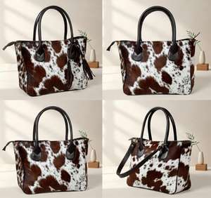 Wholesale Genuine Leather Hair Tote Bag Embroidery Zipper Open Spring <b>Summer</b> Autumn Women Large Capacity Portable <b>Handbag</b> - Product Image 3