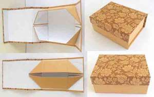 Boîtes pliantes en carton recyclé, papier coton, avec fermeture à ruban personnalisée, pour papeterie et fournitures scolaires (vente en gros) - Product Image 5