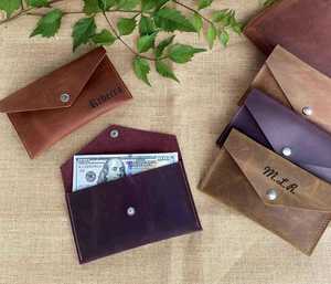 Cartera de Cuero de Exquisita Artesanía, Delgada y Larga, Tipo Sobre, con Monedero, Porta Tarjetas y Ranuras para Monedas - Product Image 4