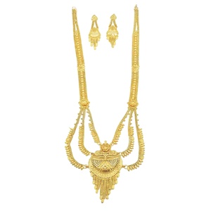 Juego de Collares Rani Haar de Oro Micro de 14K, 18K, 24K al por Mayor, Conjunto de Joyería de Latón Dorado de Moda con Diseño Floral para Novias y Bodas - Product Image 3