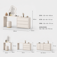 Coiffeuse moderne en verre blanc avec miroir éclairé, design modulaire et rangement à tiroirs pour la maison et la salle de bain