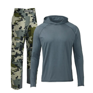EM Custom Camo Hunting Hoodie <b>Set</b> Men's UPF Lightweight Long Sleeve Shirt & Pants Outdoor Tactical Fishing Suit Wholesale - Product Image 4