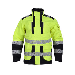 Ensemble de vêtements de travail réfléchissants pour l'extérieur, prix OEM, vente en gros, vêtements de sécurité coupe-vent fluorescents pour le travail nocturne en polyester - Product Image 1