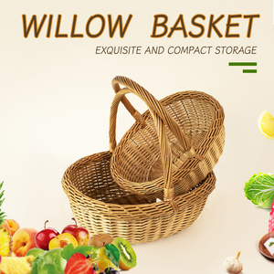 Panier de récolte JY Willow Garden avec doublure en lin pour bonbons, œufs, jouets, panier de pique-nique de mariage avec doubles poignées pliables - Product Image 5