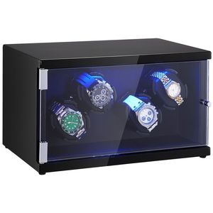 Super silenzioso giapponese Mabuchi Motors Watch Winder 4 orologi automatici per uomo donna blu LED luce accessori per schede ad alta densità - Product Image 1