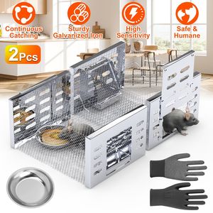 2pcs Automatic Continuous Cycle Live <b>Mouse</b> Cage Traps Humane Rat Trap for Chipmunk and Rodent Pest Control - Product Image 1