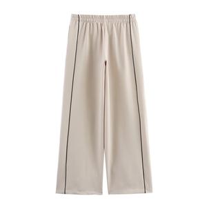 Pantalon de survêtement en molleton pour femme, taille haute, coupe droite, jambe large, taille élastique, ample, athlétique, tendance, avec poches, écologique - Product Image 2