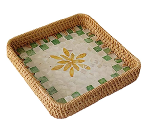 Plateau de rangement en rotin et nacre de qualité supérieure pour chocolats – Organisateur de rangement MOP le plus vendu - Product Image 5