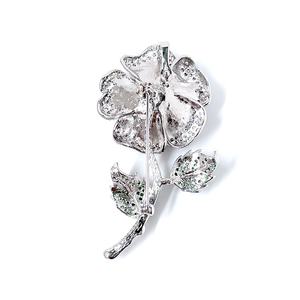 Broche Clásico Unisex con Rosa - Regalo de Compromiso o Boda, Latón Chapado en Rodio - Product Image 2