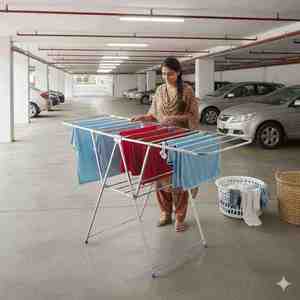 Double Layer Butterfly Stainless Steel Clothes Drying <b>Rack</b> Portable Winged Laundry <b>Stand</b> Foldable Standing Storage Organizer - Product Image 3