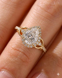 IGI/GIA Lab Grown Vintage 14K oro amarillo boda/anillo de compromiso pera diamante Unisex perfecto aniversario y regalo de fiesta - Product Image 1