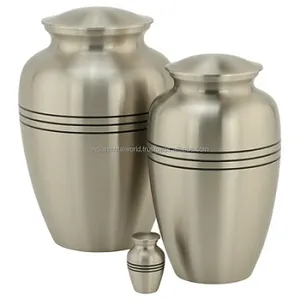 Silver With Black Bands Cremation Urns for human ashes aluminum cremation keepsake urn suppliers India