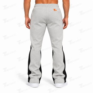 Pantalon de jogging évasé pour homme en coton délavé, coupe décontractée, style rétro, taille élastique, jambe large, long, pantalon évasé vintage - Product Image 4