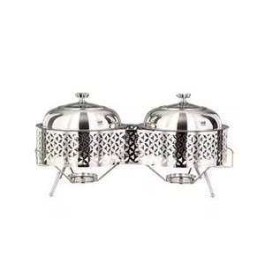 Bol de service en métal gaufré de luxe avec couvercle, chauffe-plat décoratif, plat de buffet, style vintage, récipient de service pour la restauration - Product Image 4