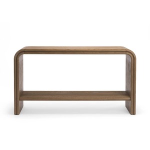 Mesa Consola de Metal Curvada con Acabado Natural, Estante Inferior Abierto, Almacenamiento, Muebles Modernos para Sala de Estar - Product Image 3