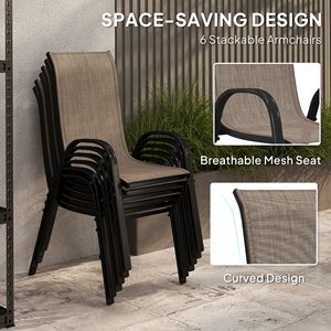 Set di Mobili da Esterno in Marrone Chiaro a 8 Pezzi con Ombrellone da 2,7 m, Tavolo e Sedie da Pranzo per Ospedali e Impianti Sportivi - Product Image 6