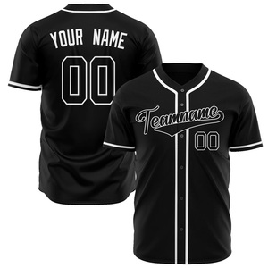 Custom Men Baseball Jersey Black Polyester Moisture Wicking Button <b>Down</b> Name Print Short Sleeve Regular Fit Adults All Seasons - Product Image 1
