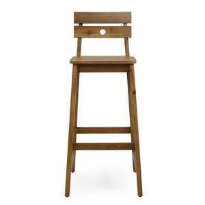 Outdoor Teak Wood Bar Chair Patio High <b>Stool</b> Garden Cafe Restaurant Balcony Furniture Solid Wood Outdoor Seating - Product Image 1